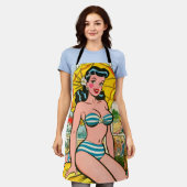 Retro Bikini Girl Summer Comic Schürze (Getragen)
