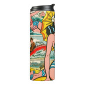 Retro Bikini Girl Summer Comic Thermosbecher (Nach links gedreht)