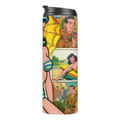 Retro Bikini Girl Summer Comic Thermosbecher (Nach rechts gedreht)