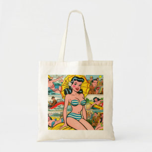Retro Bikini Girl Summer Comic Tragetasche