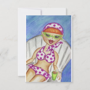 Retro-Bikini-Sommer-Pool-BBQ-Party-Einladungen Einladung