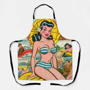 Retro-Bikinimädchen-Sommer-Comics Schürze