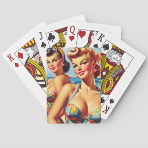 Retro-Bikinis Sommer-Pinups Spielkarten