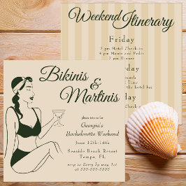Retro-Bikinis und Martinis Junggesellinnenabschied Einladung