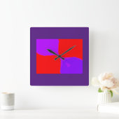 Retro Bild 1 lila u. rotes Quadrat-Wand-Uhr Quadratische Wanduhr (Zuhause)