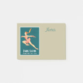 Retro-Bild eines Skaters in rosa Darstellung Post-it Klebezettel (Vorderseite)