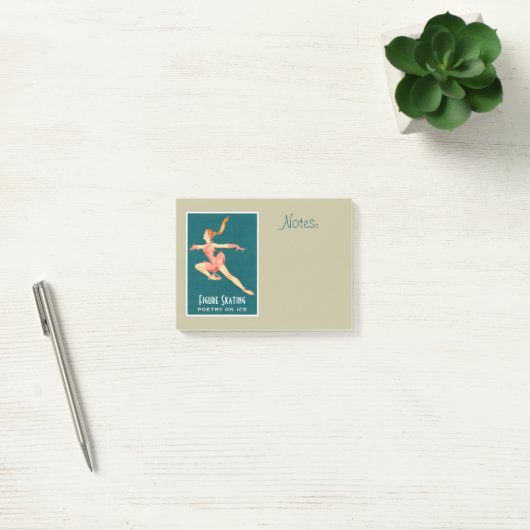 Retro-Bild eines Skaters in rosa Darstellung Post-it Klebezettel (Büro)