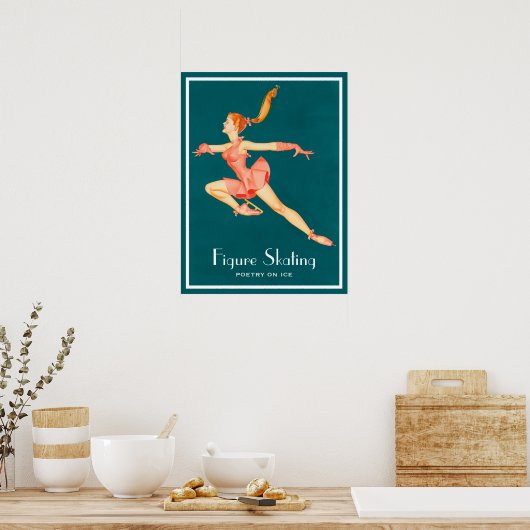 Retro-Bild eines Skaters in rosa Darstellung Poster (Küche)