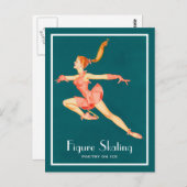 Retro-Bild eines Skaters in rosa Darstellung Postkarte (Vorne/Hinten)