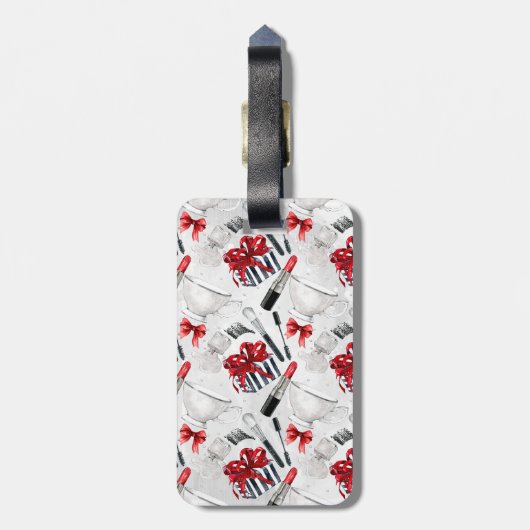 Retro bilden Sie Girly modisches buntes Gepäckanhänger (Rückseite vertikal)