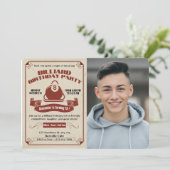 Retro Billiard Geburtstag Einladung hinzufügen Ihr (Stehend Vorderseite)