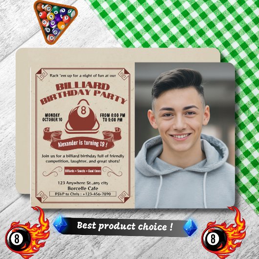 Retro Billiard Geburtstag Einladung hinzufügen Ihr