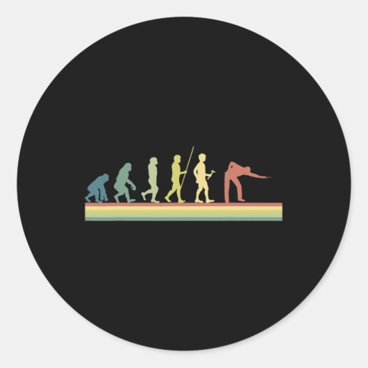 Retro Billiards Evolution Lover Gift Pool Sn Runder Aufkleber (Vorderseite)