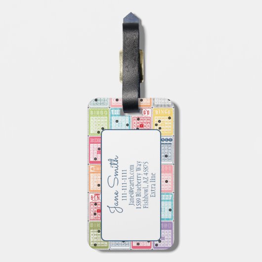 Retro Bingo Gepäckanhänger (Rückseite vertikal)