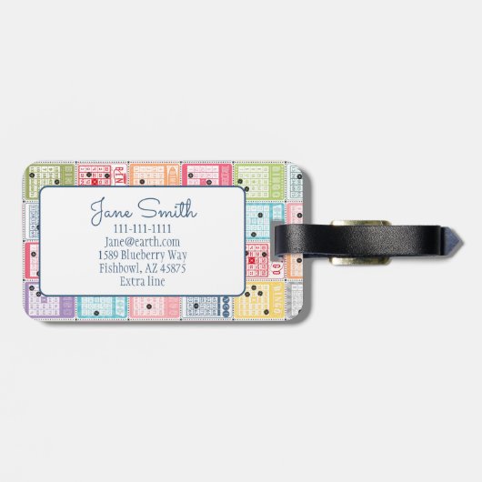 Retro Bingo Gepäckanhänger (Rückseite horizontal)