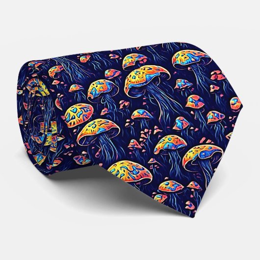 Retro-Biolumineszenz-Pilze Krawatte (Gerollt)
