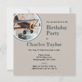 RETRO BIPLANE THEMED BIRTHDAY CAKE EINLADUNG (Rückseite)