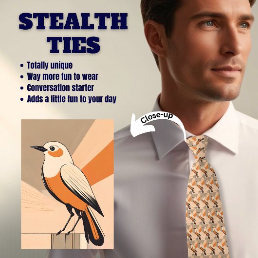 Retro Bird Stealth Neck Tie Krawatte