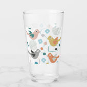 Retro Birds Blume Niedlich Modernes Mittelalter Glas (Rückseite)