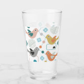 Retro Birds Blume Niedlich Modernes Mittelalter Glas (Vorderseite)
