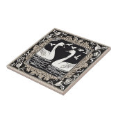 Retro Birds Vintage Schwäne Art Deco Fliese (Seite)