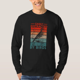 Rétro Birdwatcher Tier leicht von Vögeln abgelenkt T-Shirt
