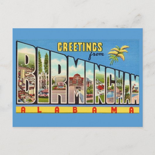 Retro Birmingham AL Gruß Postkarte (Vorderseite)
