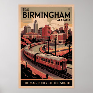 Retro Birmingham, Alabama Reiseplakat  Poster
