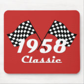 Retro Birthday 1958 Classic Checked Race Flag Mousepad (Vorne)