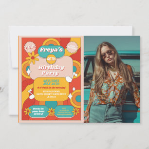 Retro Birthday 60er 70er 80er Music Vintag Party Einladung