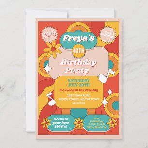 Retro Birthday 60er 70er 80er Music Vintag Party Einladung