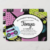 Retro Birthday 80er 90s wirft Einladung zurück (Vorne/Hinten)