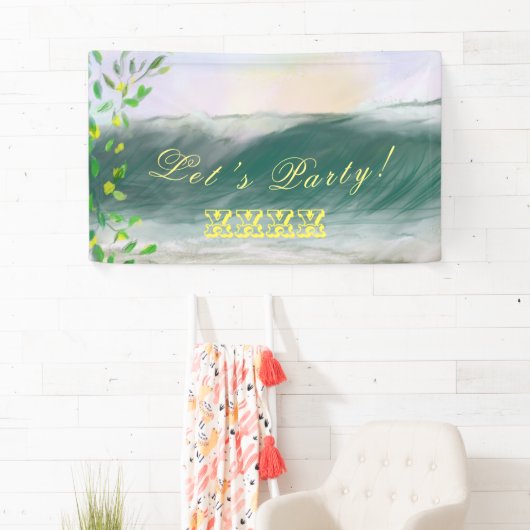 Retro Birthday Beach Picnic Party Banner (Insitu)