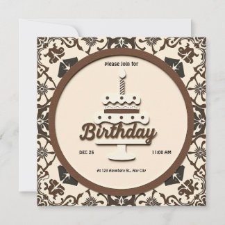 Retro Birthday Cake Card - Klassisches Vintages De Einladung
