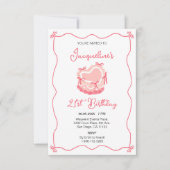 Retro Birthday Cake Einladung (Vorderseite)