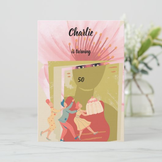 Retro birthday einladung (Stehend Vorderseite)