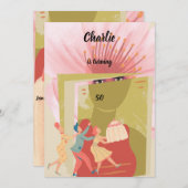 Retro birthday einladung (Vorne/Hinten)