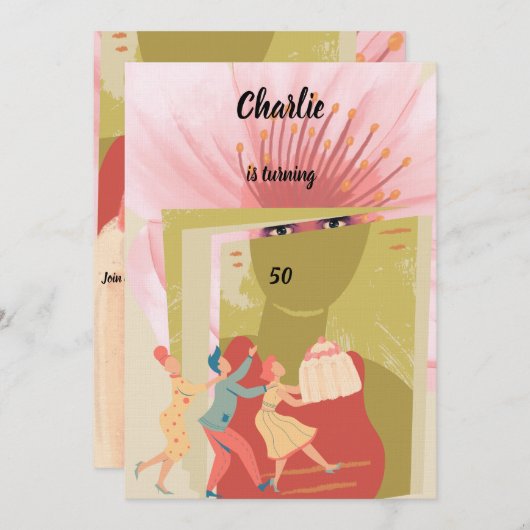 Retro birthday einladung (Vorne/Hinten)