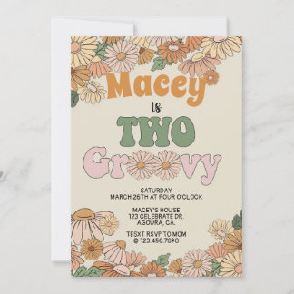 Retro Birthday Einladung, ZWEI, Two Groovy Einladung