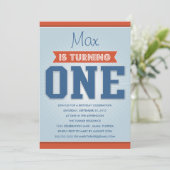 RETRO BIRTHDAY | ERSTER GEBURTSTAG EINLADUNG (Stehend Vorderseite)