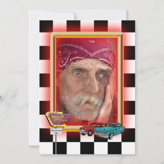 Retro Birthday Foto Einladung (Vorderseite)