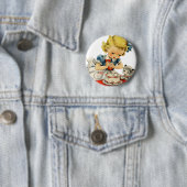 Retro Birthday Girl Cake Cat Artwork Button (Beispiel)