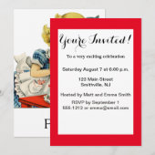 Retro Birthday Girl Cake Cat Children Artwork Einladung (Vorne/Hinten)