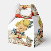 Retro Birthday Girl Cake Cat Children Artwork Geschenkschachtel (Vorderseite)