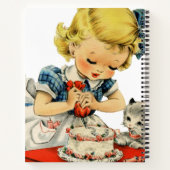 Retro Birthday Girl Cake Cat Children Artwork Notizblock (Rückseite)