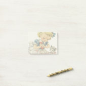 Retro Birthday Girl Cake Cat Children Artwork Post-it Klebezettel (Auf Schreibtisch)