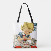 Retro Birthday Girl Cake Cat Children Artwork Tasche (Rückseite)