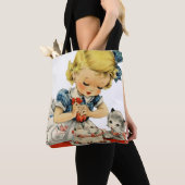 Retro Birthday Girl Cake Cat Children Artwork Tasche (Von Nahem)