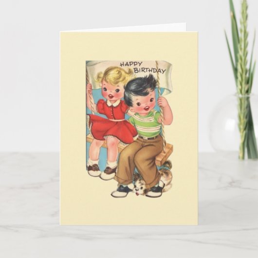 Retro Birthday Grußkarte Karte (Vorderseite)