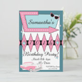 Retro Birthday in jedem Alter der 1950er Jahre Einladung (Stehend Vorderseite)